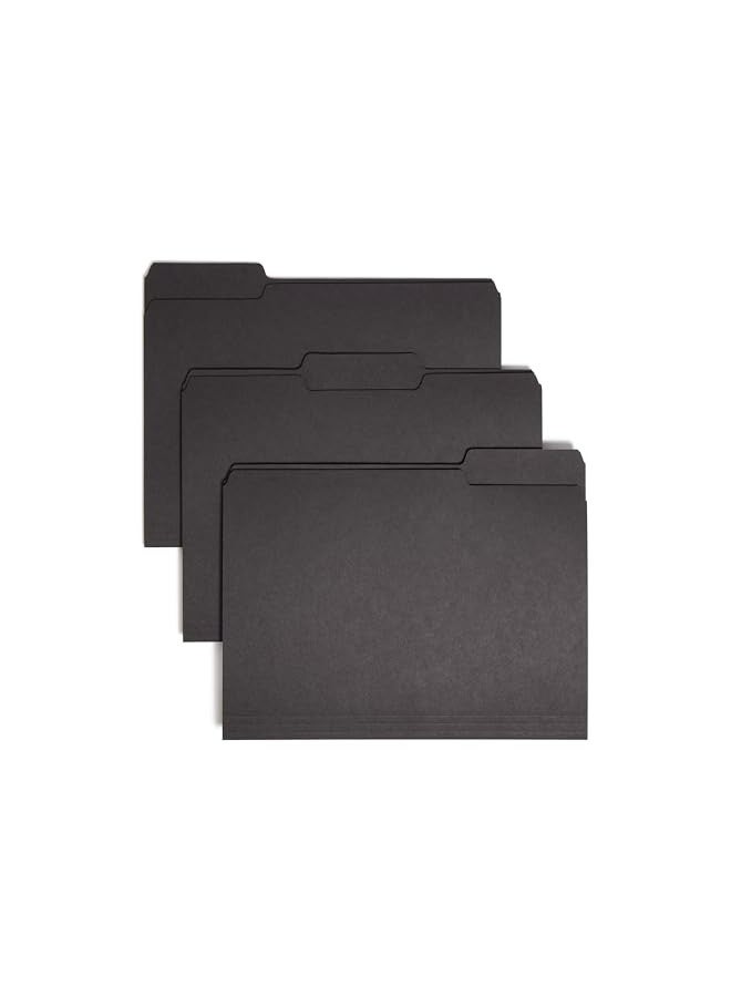 Smead Interior File Folder, 1/3-Cut Tab, Letter Size, Black, 100 per Box (10243) - Image 1