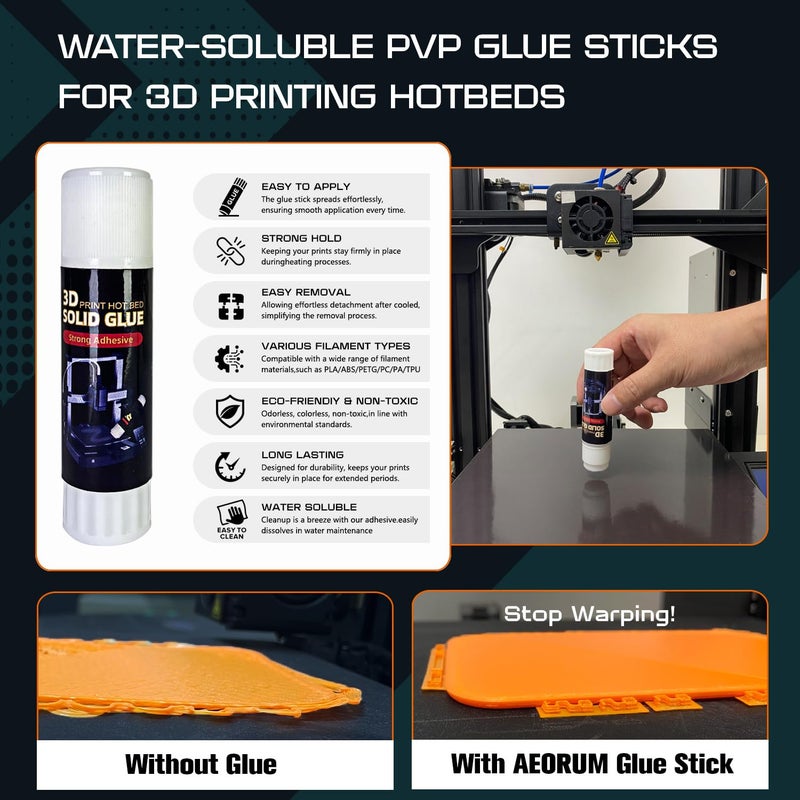 AEORUM Essential 3D Printing Accessories Kit Includes 3D Printer Glue Sticks Adhesive for Hot Bed, 3D Printer Nozzle Cleaning Coating, Lubricant Grease, Suitable for All 3D Printers (6-Piece Set) - Image 4