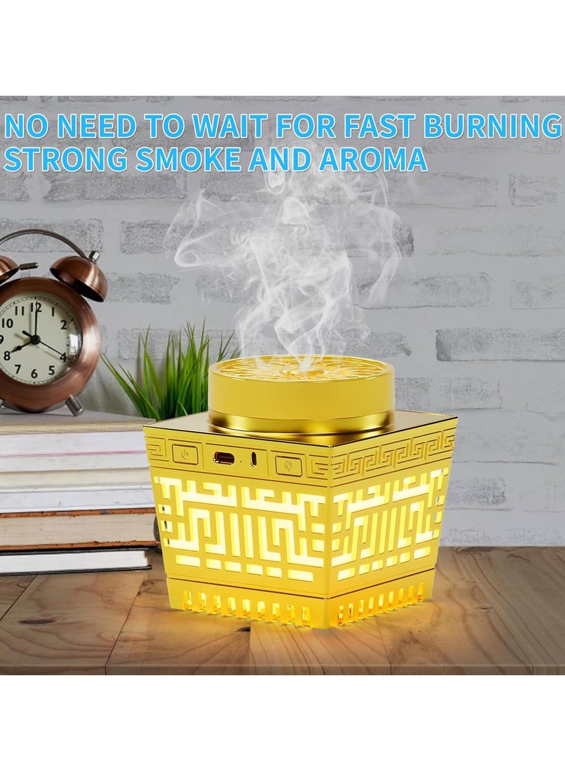 تلواح مبخرة كهربائية من تلاوة مع ساعة أذان للصلاة، ومكبر صوت للقرآن الكريم، ومصباح LED، وموقد بخور محمول (متعدد الألوان) - Image 2