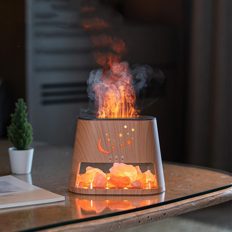 NIUB Cool Mist Humidifier with LED, 260ml Fireplace Flame Air Diffuser Humidifiers with 7 Colors Light, Aromatherapy Diffuser for Bedroom Quiet Cool Mist for Bedroom,Office & Yoga - Image 3