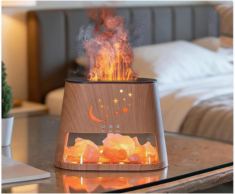 NIUB Cool Mist Humidifier with LED, 260ml Fireplace Flame Air Diffuser Humidifiers with 7 Colors Light, Aromatherapy Diffuser for Bedroom Quiet Cool Mist for Bedroom,Office & Yoga - Image 1