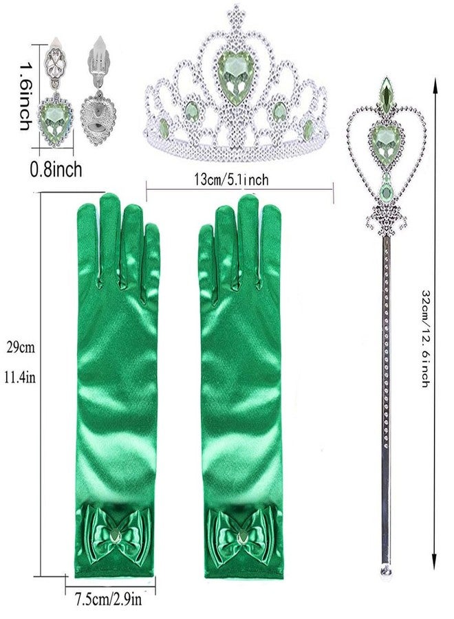 Yosbabe Princess Tiana Costume Dress up Accessories for Girls Tiana Cosplay Accessories Christmas Gifts Set Tiana Gloves Tiara Crown Necklace Wand Earrings Ring Princess Accessories for Girls - Image 2