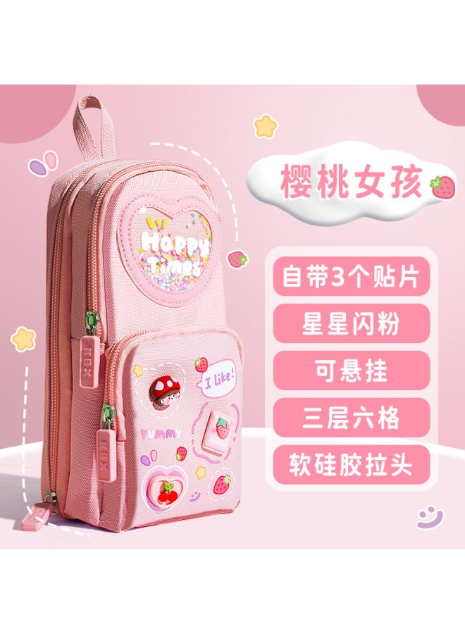 Kaba Bear حقيبة مدرسية حقيبة أقلام جميلة للبنات حقيبة قرطاسية بسعة كبيرة صندوق أقلام صندوق قرطاسية للمدرسة الابتدائية تخزين القرطاسية - Image 1