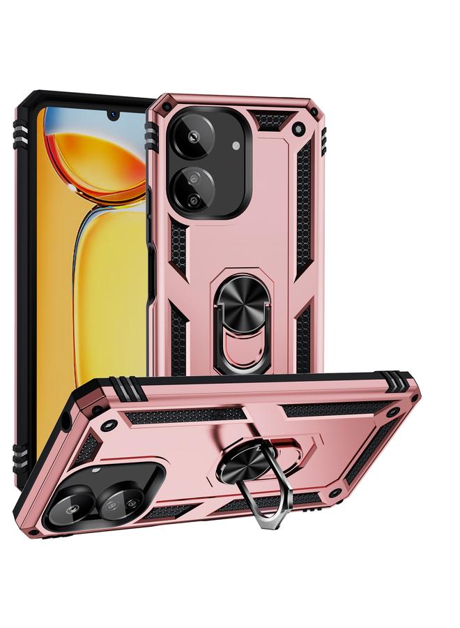 Zaboon For Xiaomi Redmi 13C 4G/5G Shockproof TPU + PC Phone Case with Holder(Rose Gold)