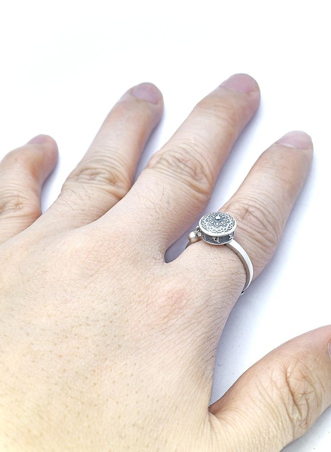 JAJAFOOK 925 Silver Rotating Rings Buddhist Tibetan Prayer Wheel Lotus Ring Good Luck Adjustable Ring - Image 5