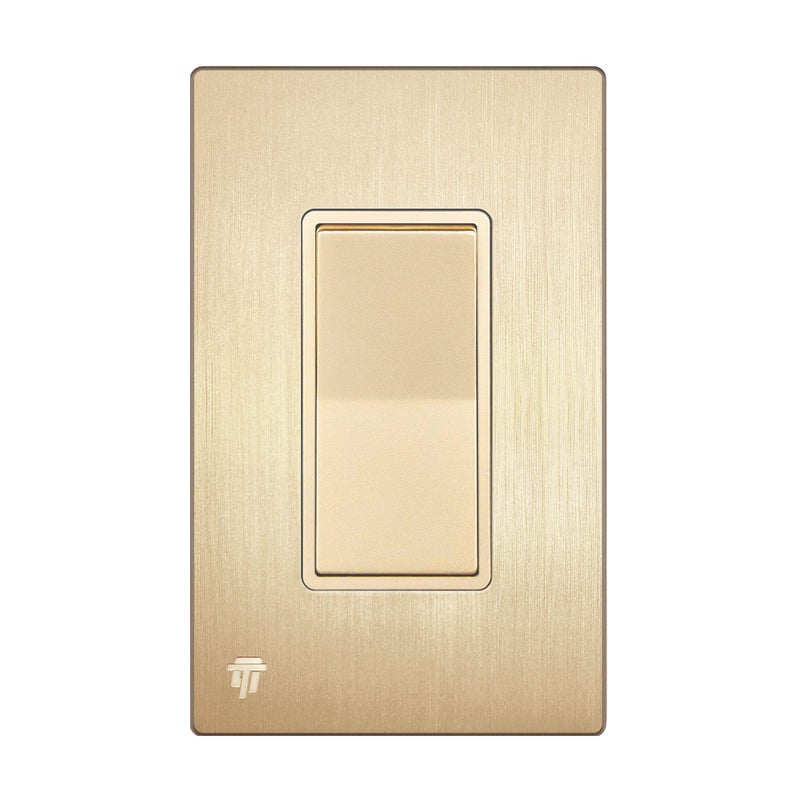 ENERLITES Elite Series Decorator Switch with Brushed Screwless Wall Plate, Paddle Light Switch, 3-Way or Single Pole, 3 Wire, Grounding Screw, Residential Grade, 15A 120V, UL listed, 93150-GDWBP - Image 1