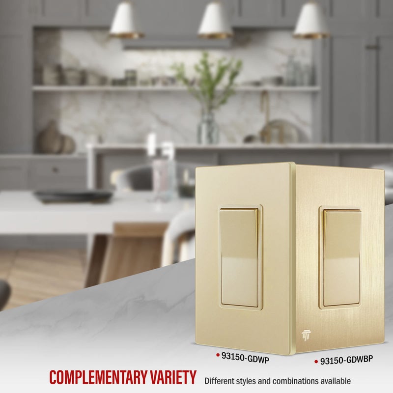 ENERLITES Elite Series Decorator Switch with Brushed Screwless Wall Plate, Paddle Light Switch, 3-Way or Single Pole, 3 Wire, Grounding Screw, Residential Grade, 15A 120V, UL listed, 93150-GDWBP - Image 4