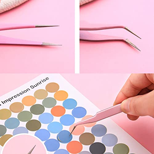 KLTMYFW 4PCS Precision Tweezers Set, Diamond Painting Tools, Lash Tweezer,Anti-Static Stainless Steel Curved & Point Tip Tweezers, for Nail Art, Electronics, Laboratory Work, Craft, Soldering, DIY - Image 3