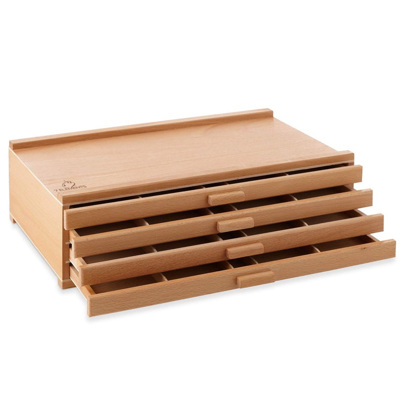 7 Elements 7 Elements 4 Drawer Wooden Artist Storage Supply Box for Pastels Pencils Pens Markers Brushes and Tools