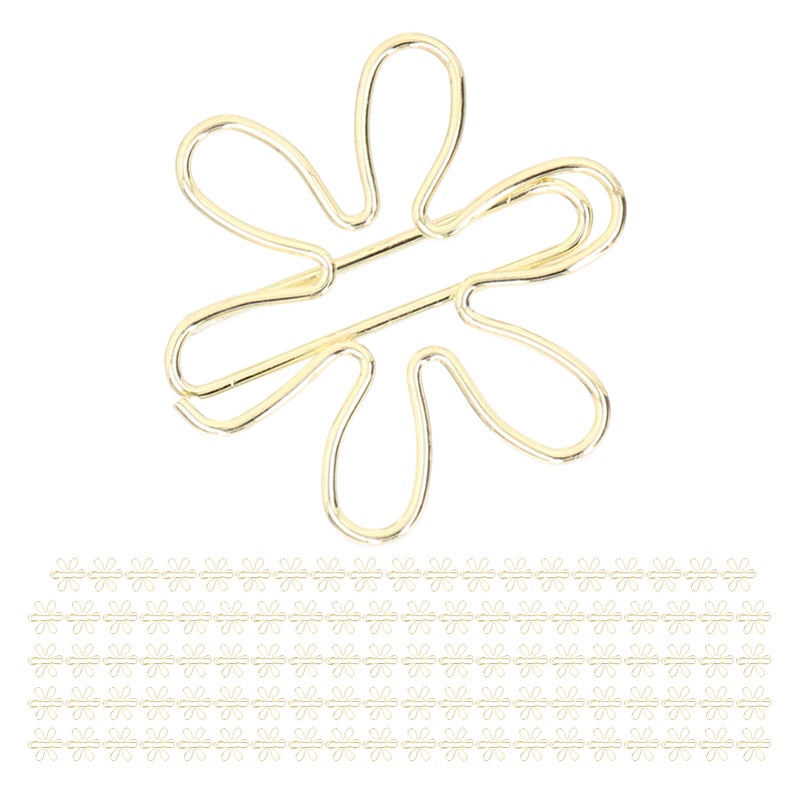 100Pcs Funny Planner Clips Innovative Cute Design Anti Rust Electroplating Process Gold Paper Clips for Office Home School Flower - Image 4