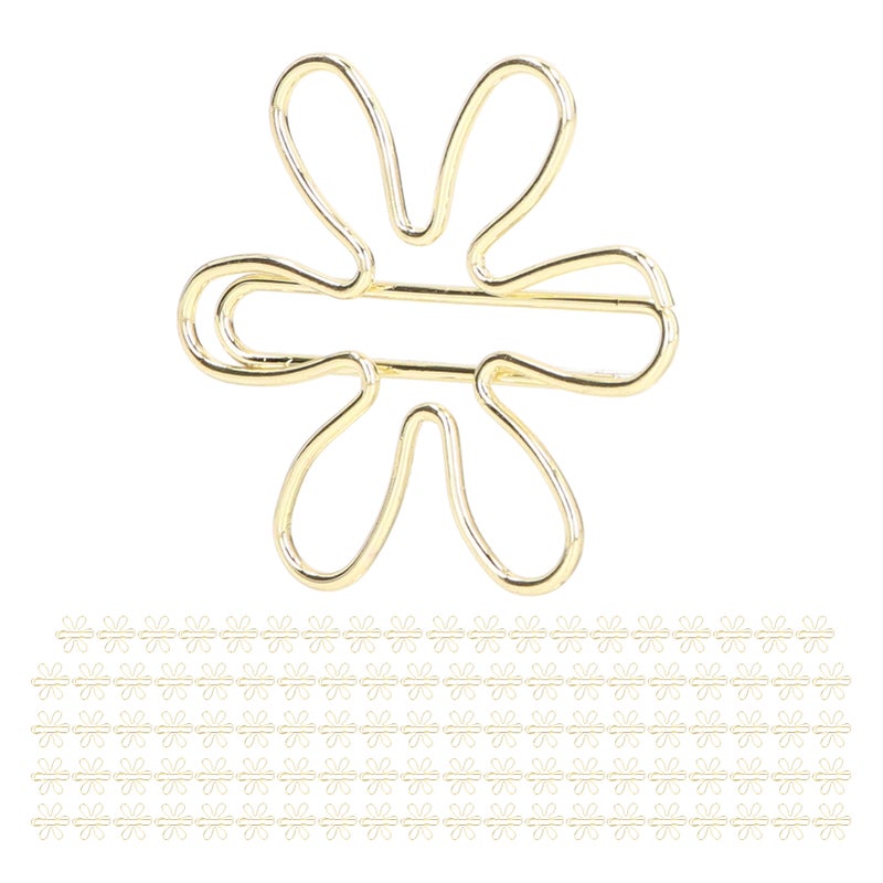 100Pcs Funny Planner Clips Innovative Cute Design Anti Rust Electroplating Process Gold Paper Clips for Office Home School Flower - Image 2