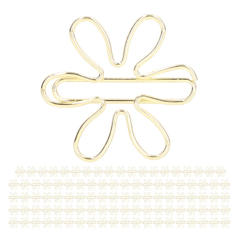 100Pcs Funny Planner Clips Innovative Cute Design Anti Rust Electroplating Process Gold Paper Clips for Office Home School Flower - Image 3
