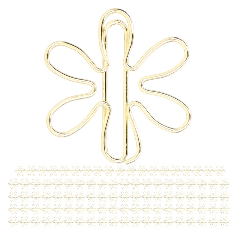 100Pcs Funny Planner Clips Innovative Cute Design Anti Rust Electroplating Process Gold Paper Clips for Office Home School Flower - Image 5