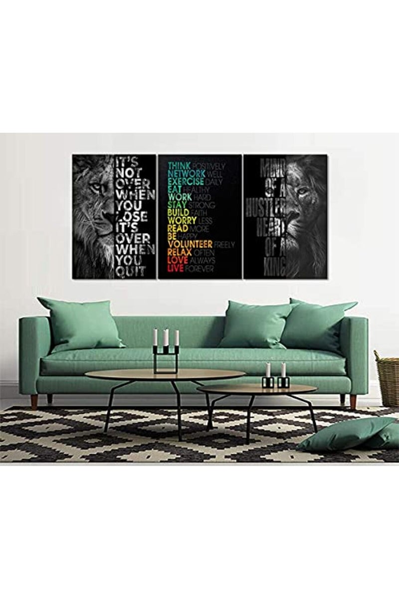 MAMAGO Canvas Wall Art 3 Panels Inspirational Pictures Motivational Quote Posters Modern Entrepreneur Hustle Painting Prints Artwork Home Living Room Office Decor Framed Ready to Hang - 24"x36"x3pcs - Image 2