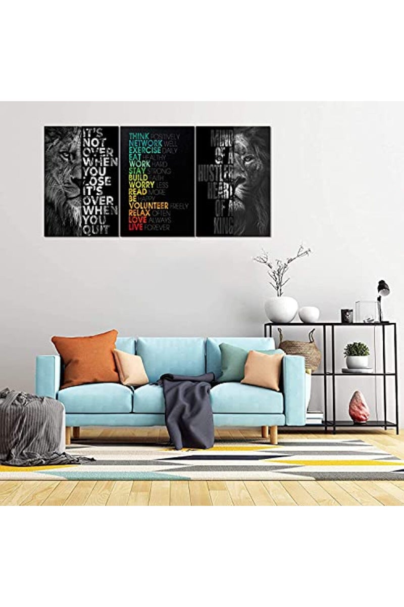 MAMAGO Canvas Wall Art 3 Panels Inspirational Pictures Motivational Quote Posters Modern Entrepreneur Hustle Painting Prints Artwork Home Living Room Office Decor Framed Ready to Hang - 24"x36"x3pcs - Image 3