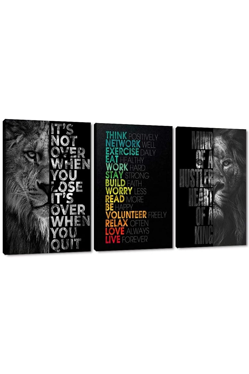 MAMAGO Canvas Wall Art 3 Panels Inspirational Pictures Motivational Quote Posters Modern Entrepreneur Hustle Painting Prints Artwork Home Living Room Office Decor Framed Ready to Hang - 24"x36"x3pcs - Image 1
