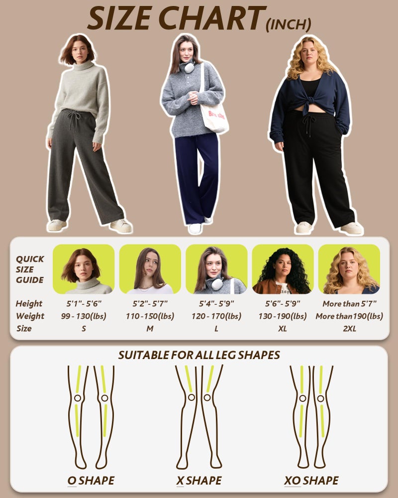 CAMPSNAIL Womens Fleece Lined Sweatpants Wide Leg Winter Warm Thermal Straight Leg Baggy Lounge Sweat Pants with Pockets Grey - Image 5