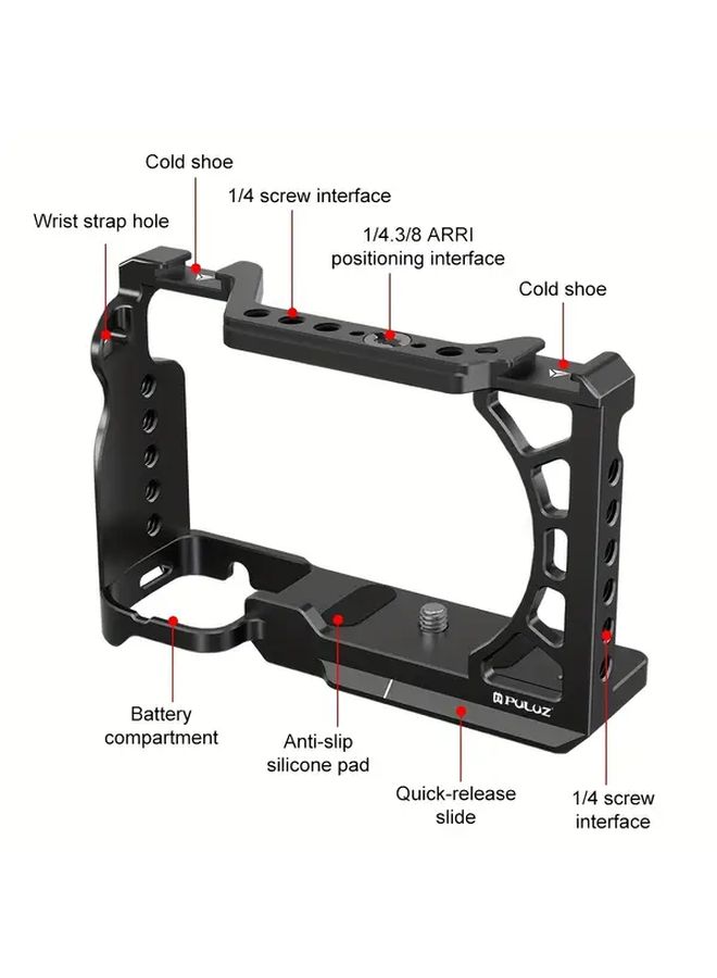 Aluminum Camera Cage Stabilizer Rig for Sony A6500 A6400 A6300 Expansion Mount Black - Image 3