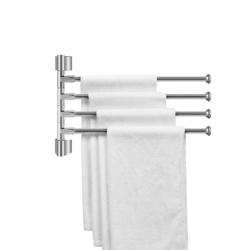Filox Stainless Steel Wall Mounted Towel Rack | 4 Rotating Arms Bathroom Shelf | Towel, Cloth, Napkin Holder | Wall Storage Organizer for Home, Washroom & Utility Areas - Image 3