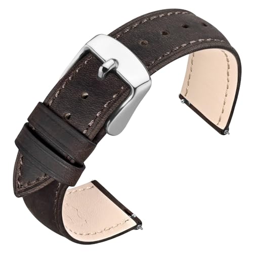 ANNEFIT Retro Watch Band 20mm Crazy Horse Leather Watch Strap with Quick Release Vintage Brown - Image 1