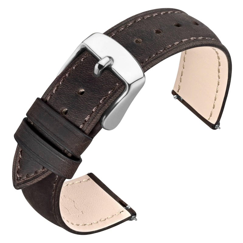 ANNEFIT Retro Watch Band 20mm Crazy Horse Leather Watch Strap with Quick Release Vintage Brown - Image 2