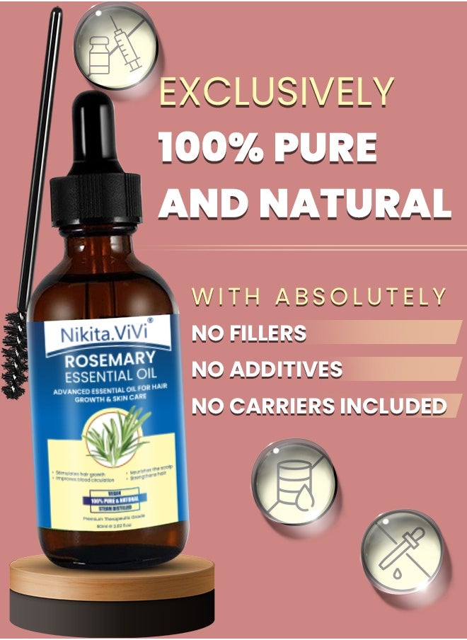 NIKITA.VIVI 60 ml Rosemary Essential Oil for Hair Growth Pure Organic Rosemary Oil for Dry Damaged Hair and Growth Hair Scalp Oil Pure and Natural Premium Quality Oil Hair Loss Treatment Oil for Men and Women  - Image 2