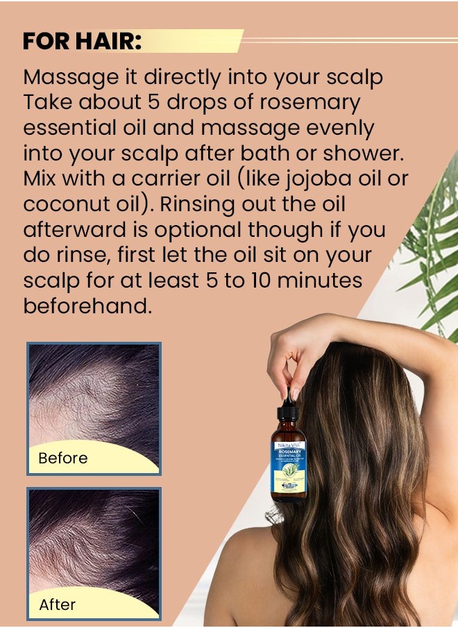 NIKITA.VIVI 60 ml Rosemary Essential Oil for Hair Growth Pure Organic Rosemary Oil for Dry Damaged Hair and Growth Hair Scalp Oil Pure and Natural Premium Quality Oil Hair Loss Treatment Oil for Men and Women  - Image 4