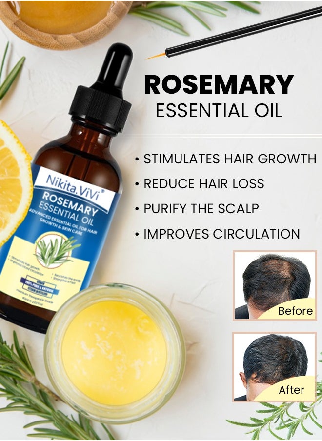 NIKITA.VIVI 60 ml Rosemary Essential Oil for Hair Growth Pure Organic Rosemary Oil for Dry Damaged Hair and Growth Hair Scalp Oil Pure and Natural Premium Quality Oil Hair Loss Treatment Oil for Men and Women  - Image 3