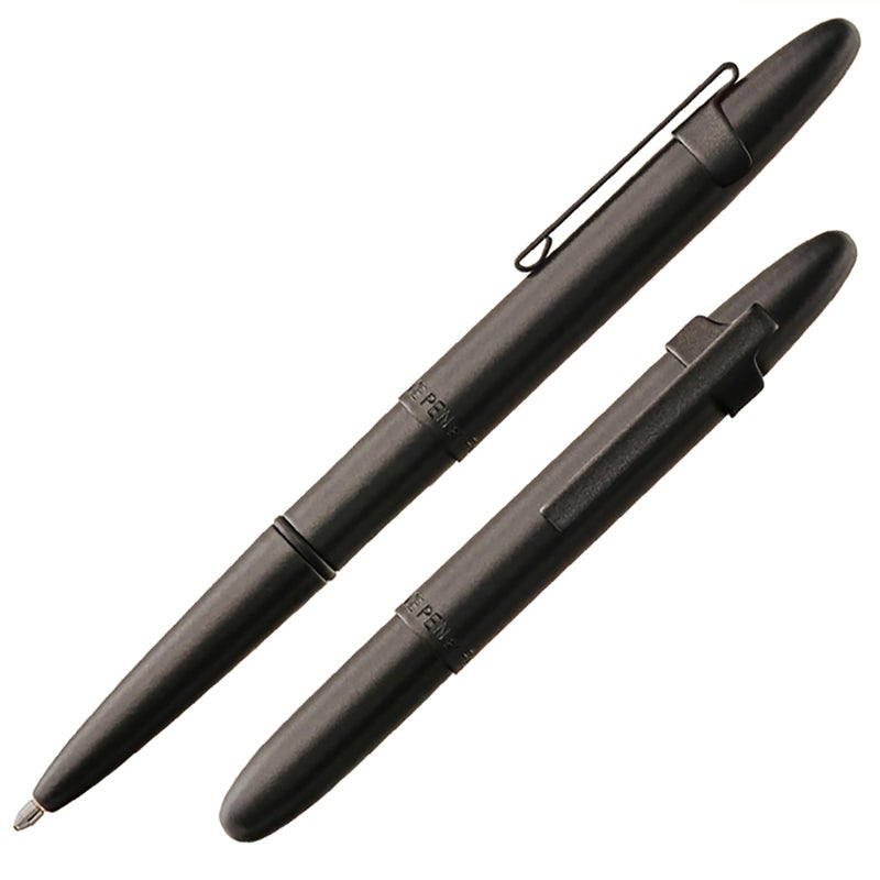 FISHER قلم فيشر سبيس مات بلاك بوليت، قلم حبر مضغوط، حجم مدمج، يكتب رأسًا على عقب، في درجات حرارة قصوى، حبر أسود ناعم، نقطة متوسطة، مشبك جيب، علبة هدايا، صنع في الولايات المتحدة الأمريكية - Image 1
