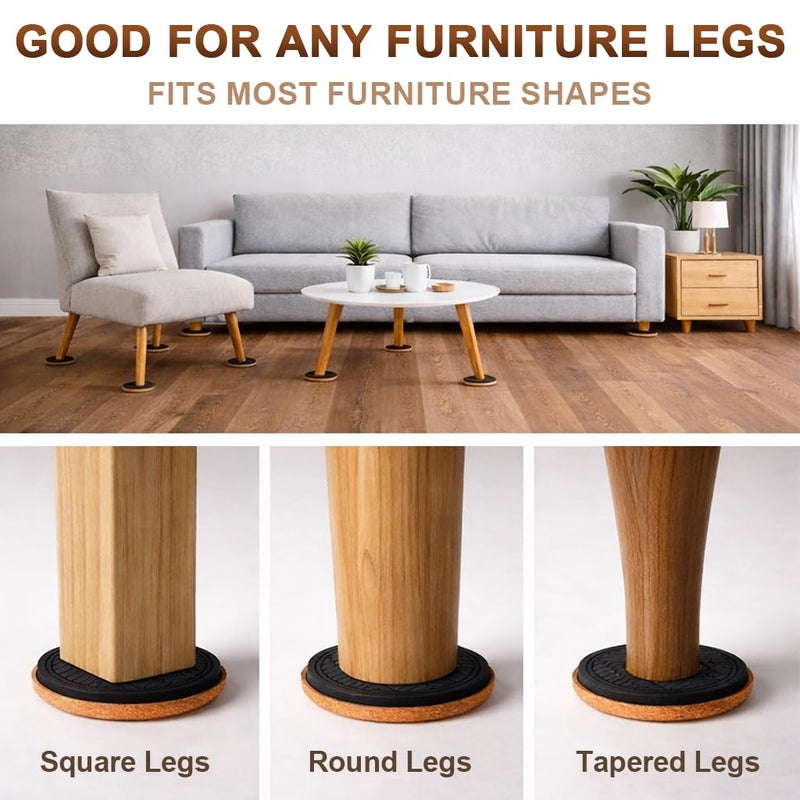 PISAO Felt Furniture Sliders for Hardwood Floors Protectors, PISAO 16 PCS 3 Â½â€ Heavy Duty Furniture Pads Movers for Hard Surfaces - Chair Leg Protectors, Move Large Furniture Easily - Image 4