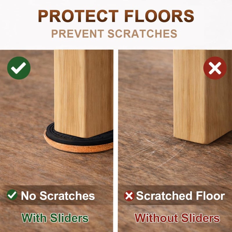 PISAO Felt Furniture Sliders for Hardwood Floors Protectors, PISAO 16 PCS 3 Â½â€ Heavy Duty Furniture Pads Movers for Hard Surfaces - Chair Leg Protectors, Move Large Furniture Easily - Image 3