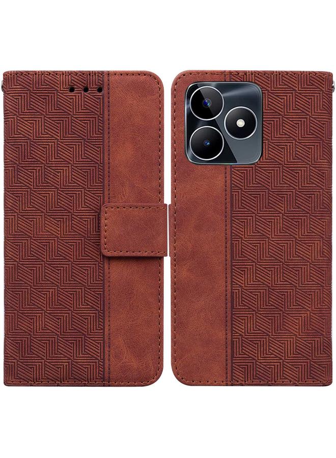 erorex Case For Realme C53 / Narzo N53 Geometric Embossed Leather Phone Case - Image 1
