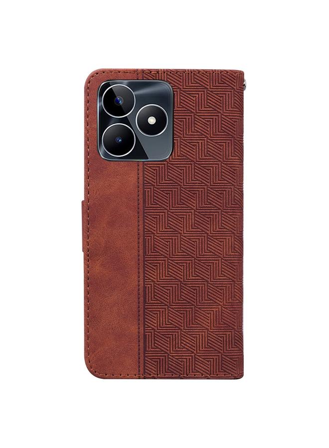 erorex Case For Realme C53 / Narzo N53 Geometric Embossed Leather Phone Case - Image 3