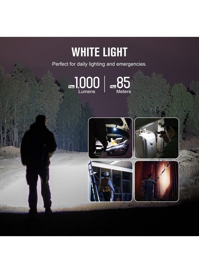 OLIGHT OLIGHT Arkfeld UV Rechargeable EDC Flashlight, 1000 Lumens White LED and 365nm Blacklight Combo for Outdoors, Emergency, Working, Pet Urine Detection (Black CW)  - Image 2
