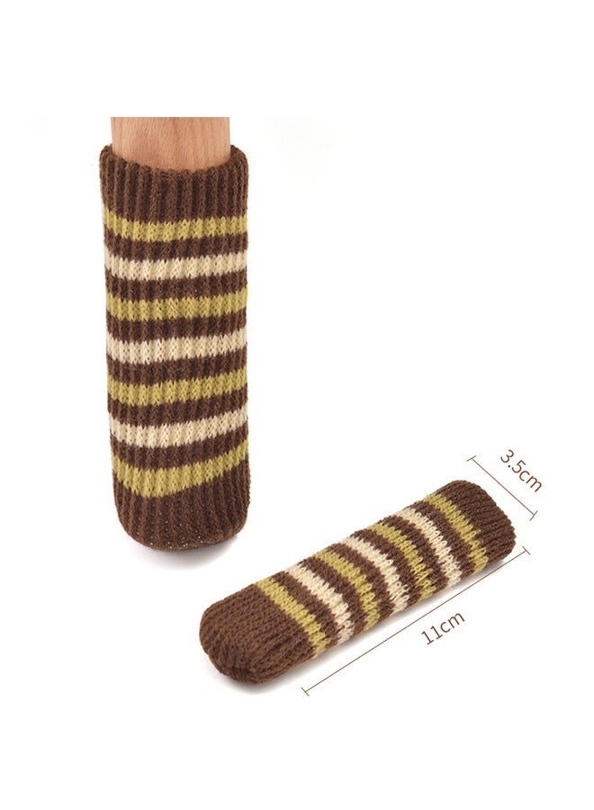 12 Pcs Knitting streak Chair Leg Socks Chair Leg, Floor Protectors for Avoid Scratches, High Elastic Furniture Pads Set for Moving Easily and Reduce Noise, Near Silent Felt Padded Floor Protector Sock - Image 2