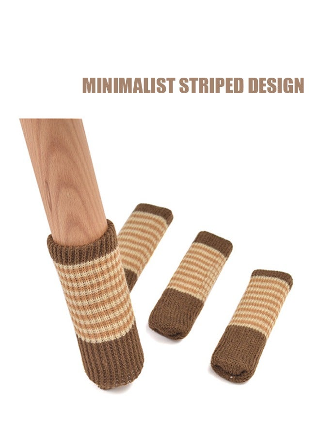 12 Pcs Knitting streak Chair Leg Socks Chair Leg, Floor Protectors for Avoid Scratches, High Elastic Furniture Pads Set for Moving Easily and Reduce Noise, Near Silent Felt Padded Floor Protector Sock - Image 3
