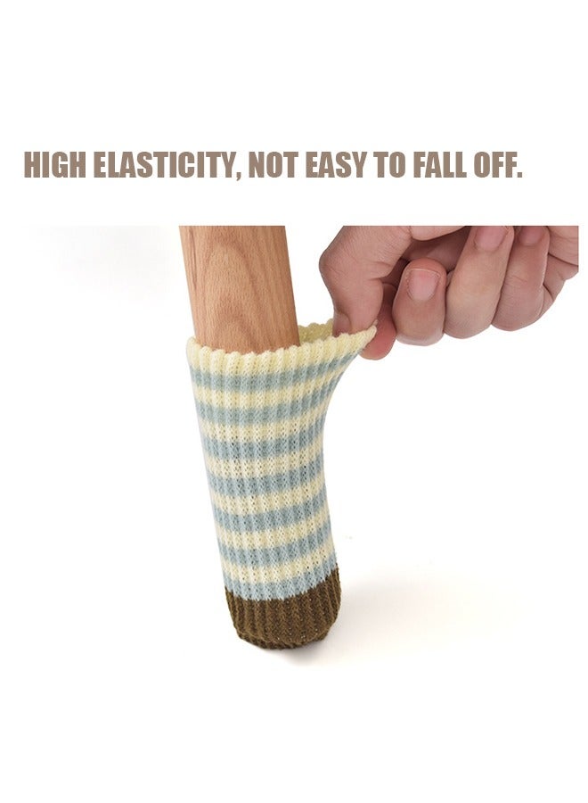 12 Pcs Knitting streak Chair Leg Socks Chair Leg, Floor Protectors for Avoid Scratches, High Elastic Furniture Pads Set for Moving Easily and Reduce Noise, Near Silent Felt Padded Floor Protector Sock - Image 5