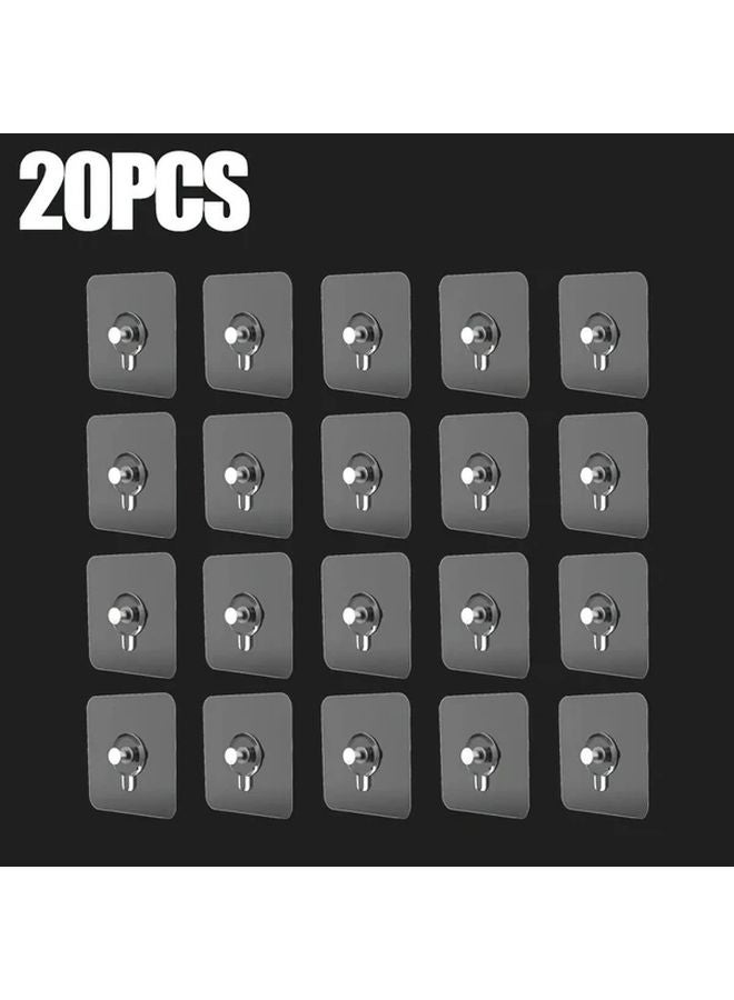 20 قطعة من الخطافات القوية ذات اللصق للحائط، لا تحتاج إلى حفر، مقاومة للماء للمطبخ والحمام - Image 1