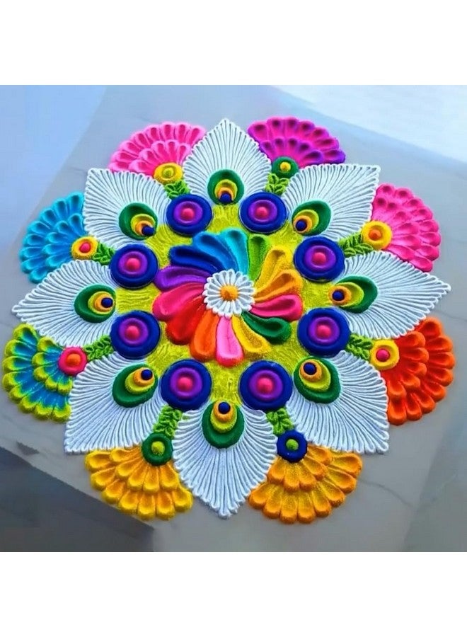 CraftVatika مسحوق رانغولي متعدد الألوان من كرافت فاتيكا لتزيين ديوالي، تزيين الأرضيات لغانش تشاتورثي، تزيين مهرجان ديوالي (متعدد الألوان) (1 صندوق، 5 أكياس) - Image 3