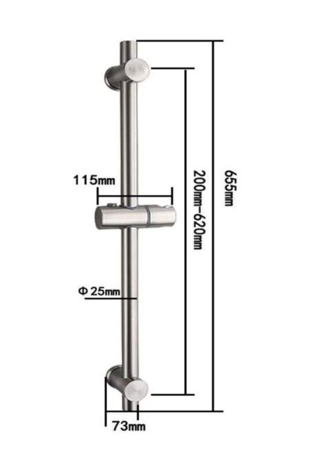 304 Stainless Steel Shower Rail with Height and Angle Adjustable Fixing Brackets - Image 2