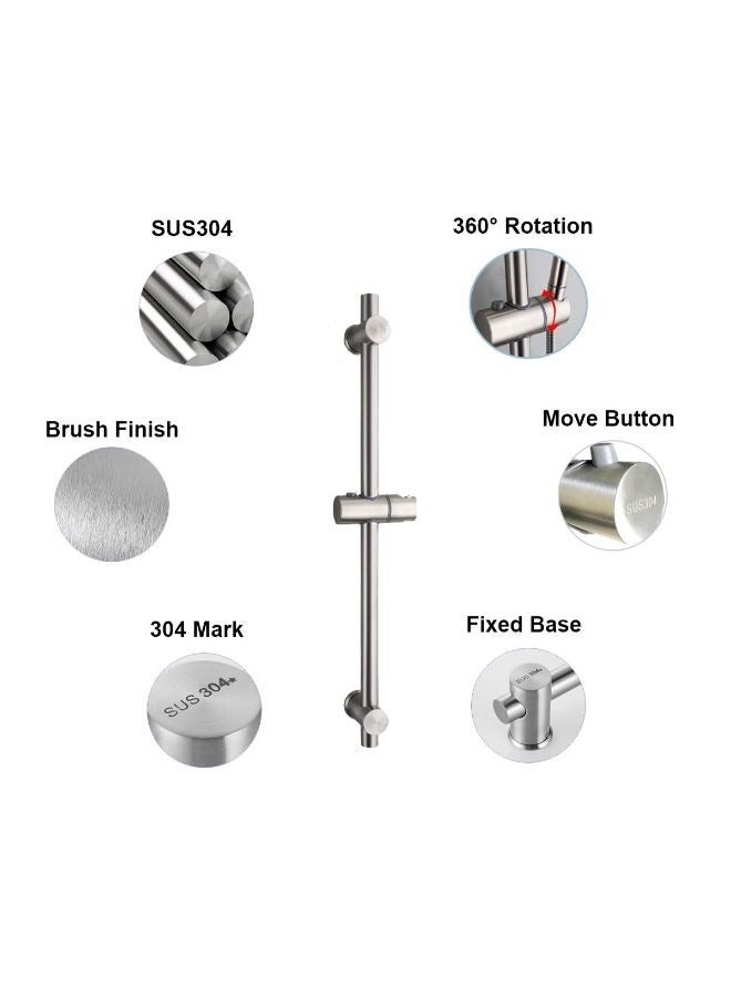 304 Stainless Steel Shower Rail with Height and Angle Adjustable Fixing Brackets - Image 5
