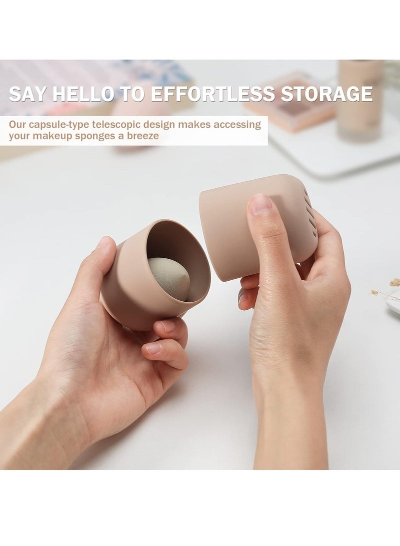 general Makeup Sponge Holder, Silicone Beauty Sponge Case with Double-Sided Vent Design for Quick Drying, Compact Travel Essentials Make Up Puff Blender Container - Image 4