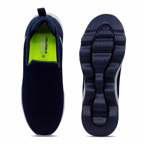 Columbus Sports Shoes - Running Shoes|Walking Shoes| Training & Gym Shoe | Outdoors Shoe for Men (Massager-01) (Navy & Fluorescent Green),UK-09 - Image 5