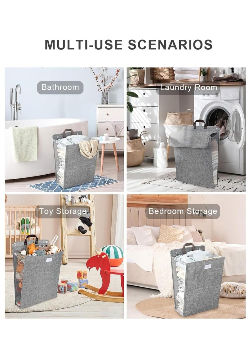 ARCOON - ARCOON Collapsible Laundry Basket with Lid, Hanging Laundry Basket, Large Laundry Basket with Handle, Dirty Clothes Basket, Wall-Mounted Bathroom Laundry Basket - Image 1