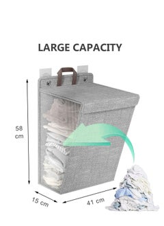 ARCOON ARCOON Collapsible Laundry Basket with Lid, Hanging Laundry Basket, Large Laundry Basket with Handle, Dirty Clothes Basket, Wall-Mounted Bathroom Laundry Basket  - Image 5