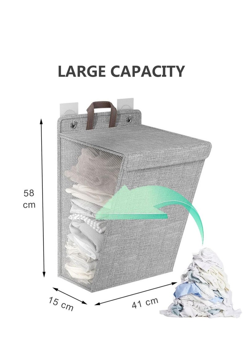 ARCOON - ARCOON Collapsible Laundry Basket with Lid, Hanging Laundry Basket, Large Laundry Basket with Handle, Dirty Clothes Basket, Wall-Mounted Bathroom Laundry Basket - Image 1