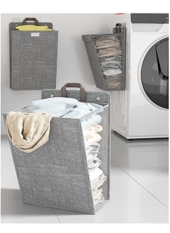 ARCOON ARCOON Collapsible Laundry Basket with Lid, Hanging Laundry Basket, Large Laundry Basket with Handle, Dirty Clothes Basket, Wall-Mounted Bathroom Laundry Basket  - Image 2