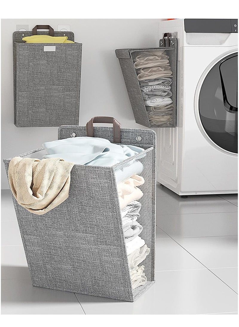 ARCOON - ARCOON Collapsible Laundry Basket with Lid, Hanging Laundry Basket, Large Laundry Basket with Handle, Dirty Clothes Basket, Wall-Mounted Bathroom Laundry Basket - Image 1