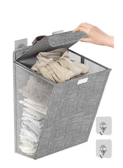 ARCOON Collapsible Laundry Basket with Lid, Hanging Laundry Basket, Large Laundry Basket with Handle, Dirty Clothes Basket, Wall-Mounted Bathroom Laundry Basket