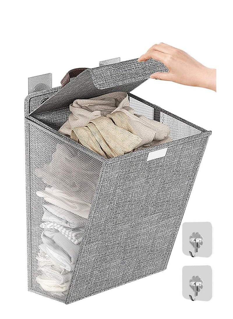 ARCOON - ARCOON Collapsible Laundry Basket with Lid, Hanging Laundry Basket, Large Laundry Basket with Handle, Dirty Clothes Basket, Wall-Mounted Bathroom Laundry Basket - Image 1